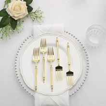 Set Of 24 Gold Plastic Dessert Forks With Roman Column Handles