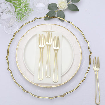 Make a Statement with Modern Gold Hollow Handle Design Plastic Forks