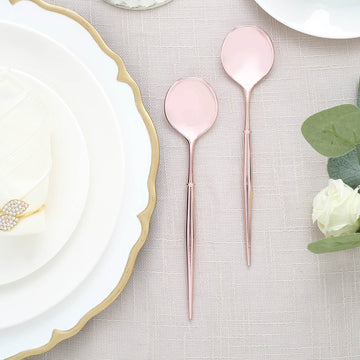 Elegant Rose Gold Heavy Duty Plastic Spoons for Stylish Events