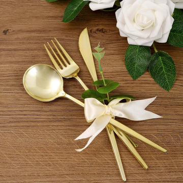 Create Unforgettable Moments with the Gold Sleek Modern Plastic Silverware Set