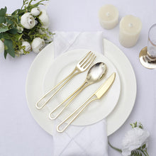Hollow Handle Style Heavy Duty Plastic Forks Spoons Knives In Gold 7 Inches
