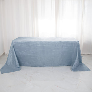 Dusty Blue Accordion Crinkle Taffeta Seamless Rectangular Tablecloth 90"x132"
