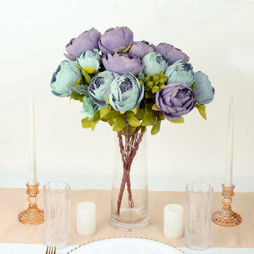 Add a Touch of Elegance to Your Event with Dusty Blue Artificial Peony Flower Wedding Bouquets