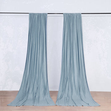 2 Pack Dusty Blue Scuba Polyester Divider Backdrop Curtains, Inherently Flame Resistant Event Drapery Panels Wrinkle Free With Rod Pockets - 10ftx10ft