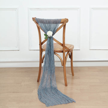 Elevate Your Event with Dusty Blue Gauze Cheesecloth Boho Chair Sashes