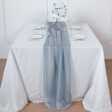 Elevate Your Event Decor with the Dusty Blue Premium Chiffon Table Runner