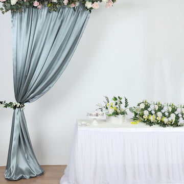 Elevate Your Event with the Dusty Blue Satin Backdrop Curtain Panel