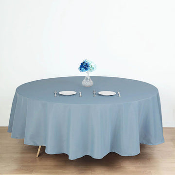 Elevate Your Event Decor with the Dusty Blue Seamless Polyester Round Tablecloth 90