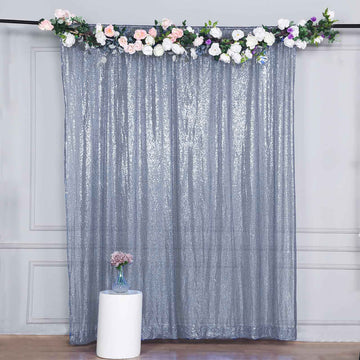 Add Elegance to Your Event with the Dusty Blue Sequin Photo Backdrop Curtain Panel