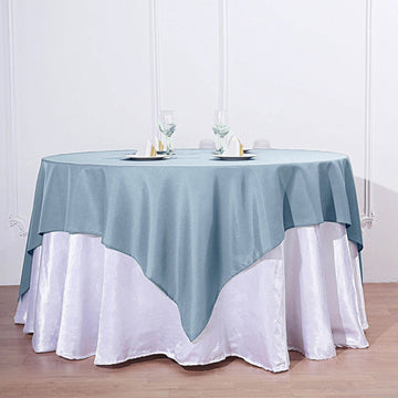 Elevate Your Event with the Dusty Blue Square Table Overlay