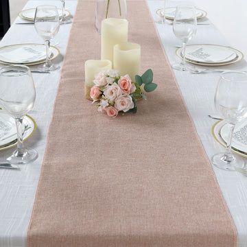 Add a Touch of Elegance with the Dusty Rose Boho Chic Rustic Faux Jute Linen Table Runner