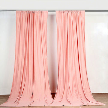 2 Pack Dusty Rose Scuba Polyester Divider Backdrop Curtains, Inherently Flame Resistant Event Drapery Panels Wrinkle Free With Rod Pockets - 10ftx10ft