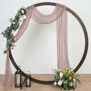 Dusty Rose Gauze Cheesecloth Fabric Wedding Arch Decorations, Window Scarf Valance Drapes, Boho Arbor Curtain Panel 20ft