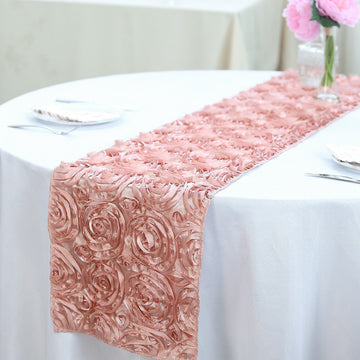 Unleash Your Creativity with the Dusty Rose Grandiose Rosette Satin Table Runner