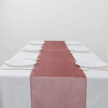 Add Elegance to Your Event with the Dusty Rose Premium Velvet Sheen Finish Table Runner
