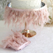39 Inch Dusty Rose Real Turkey Feather Fringe Trim with Satin Ribbon Tape