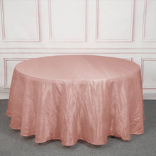 120 Inch Dusty Rose Crinkle Taffeta Round Tablecloth