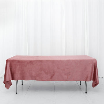 Dusty Rose Seamless Premium Velvet Rectangle Tablecloth, Reusable Linen 60"x102"