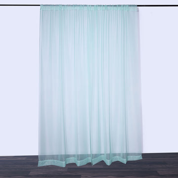 2 Pack Dusty Sage Green Chiffon Divider Backdrop Curtains, Inherently Flame Resistant Sheer Premium Organza Event Drapery Panels With Rod Pockets - 10ftx10ft