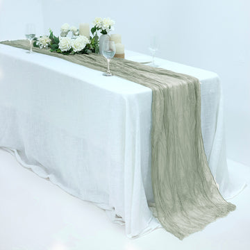 Dusty Sage Green Gauze Cheesecloth Boho Table Runner 10ft