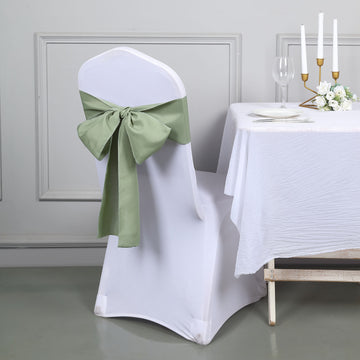 Enhance Your Event Decor with Dusty Sage Green Polyester Chair Sashes