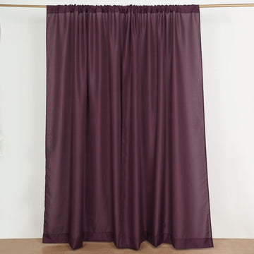 2 Pack Eggplant Polyester Backdrop Drape Curtains With Rod Pockets, Event Divider Panels 130GSM - 10ftx8ft