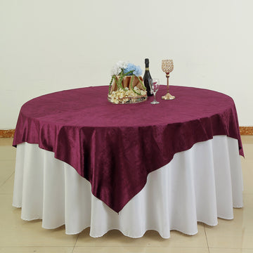 Eggplant Premium Soft Velvet Table Overlay, Square Tablecloth Topper 72"x72"