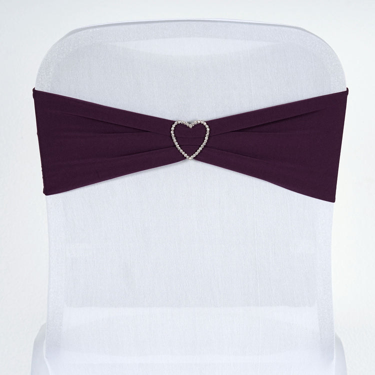 5 Pack Eggplant Spandex Stretch Chair Sashes Bands Heavy Duty with Two Ply Spandex - 5x12inch