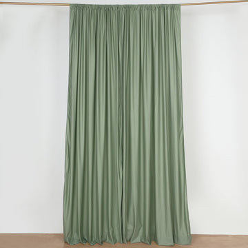 2 Pack Dusty Sage Green Scuba Polyester Divider Backdrop Curtains, Inherently Flame Resistant Event Drapery Panels Wrinkle Free With Rod Pockets - 10ftx10ft