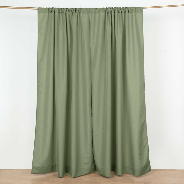 2 Pack Dusty Sage Green Polyester Divider Backdrop Curtains With Rod Pockets, Event Drapery Panels