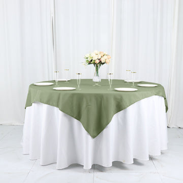 Dusty Sage Green Seamless Polyester Square Table Overlay 54"x54"