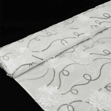 54inch x 4 Yards White Iridescent Sequin Taffeta Fabric Bolt, DIY Craft Fabric Roll#whtbkgd