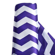 54 inches x 10 Yards Purple/White Printed Satin Zig Zag Pattern Chevron Fabric by the Yard