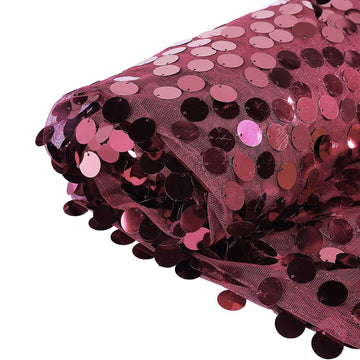 Burgundy Big Payette Sequin Fabric Roll for Stunning Event Decor