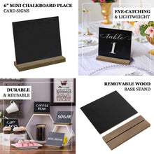 Pack Of 6 Rustic Table Chalkboard Wooden Base 6 Inch Stands For Place Cards