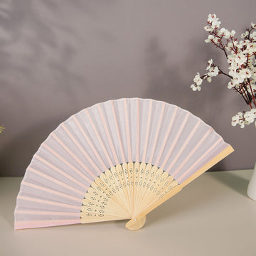 Blush Asian Silk Folding Fans - Stay Cool in Style