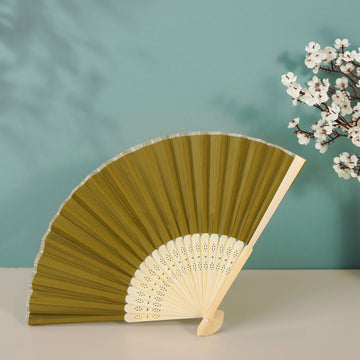 Add Elegance to Your Event with Olive Green Asian Silk Folding Fans