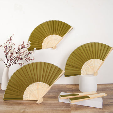 Quality and Style in Olive Green Asian Silk Folding Fans