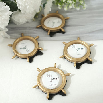 Durable and Stylish Gold Resin Ship Wheel Picture Frames