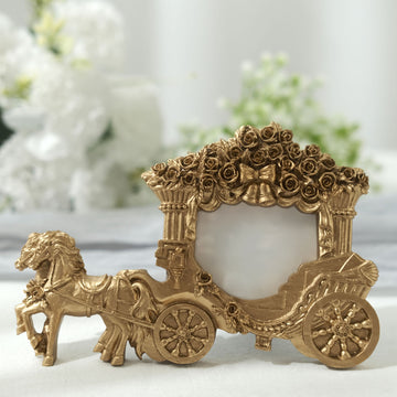 Elegant Gold Horse Carriage Resin Picture Frame Wedding Party Favor