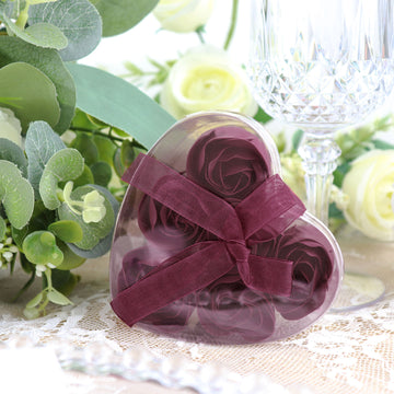 Burgundy Scented Rose Soap Heart Shaped Party Favors