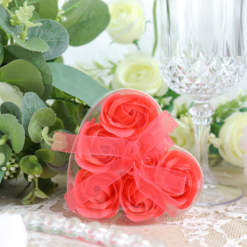 Coral Scented Rose Soap Heart Shaped Party Favors