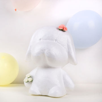 DIY White 3D Modeling StyroFoam Puppy for Creative Event Decor