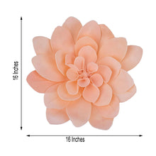 A foam blush flower with measurements of 16 inches and 16 inches