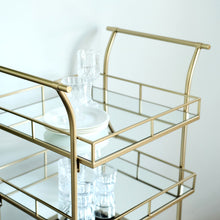 Gold Metal 3-Tier Bar Cart Mirror Serving Tray Kitchen Trolley, Teacart Island Trolley for Events