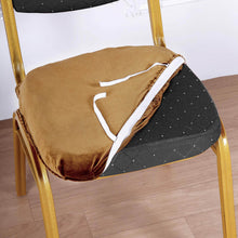 Velvet Dining Chair Seat Cushion Cover In Gold With Ties