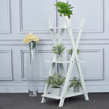 Stylish White Wooden Plant Stand for Home and Indoor Plant Display