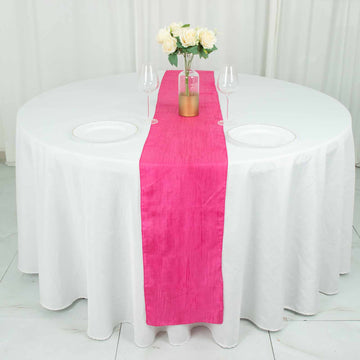 Add Elegance to Your Table with the Fuchsia Accordion Crinkle Taffeta Linen Table Runner