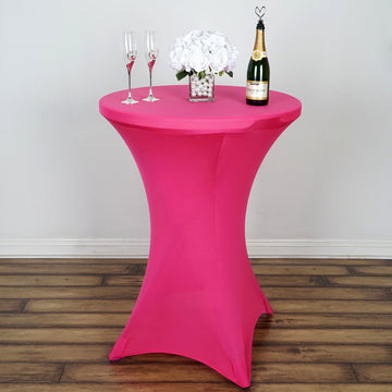 Add a Pop of Elegance to Your Event with the Fuchsia Cocktail Spandex Table Cover