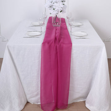 Add Elegance to Your Tablescape with the Fuchsia Premium Chiffon Table Runner